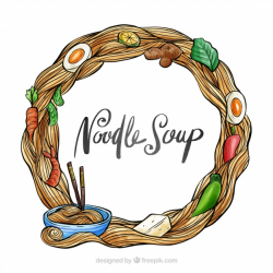 Watercolor noodle soup frame - Nohat