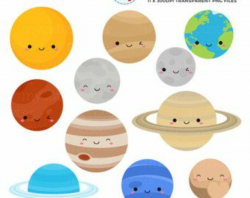 Cute Solar System Clipart Set - planets clip art, space ...