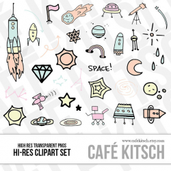 INSTANT DOWNLOAD - Space Clip Art Set - Doodle Elements ...