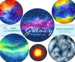 watercolor galaxy clipart Planets space clipart, nebula ...