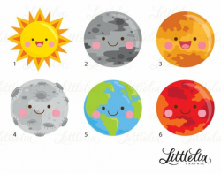 Solar system kawaii clipart - space clipart - 17007 | Clip ...