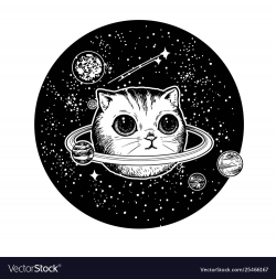 Cat planet outter space clipart