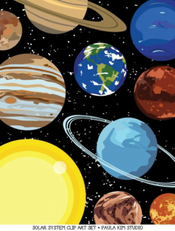 Solar System Art Outer Space Clipart Instant Digital ...