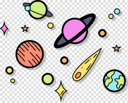 Planets and star illustration, Euclidean Outer space , Space ...