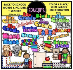 Back To School Words & Pictures ~ Spanish Clip Art Bundle {Educlips Clipart}