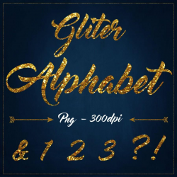 Gold Glitter Alphabet Clipart Digita Glitter Clipart Gold ...