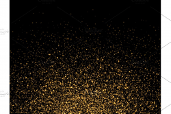 Gold glitter particles on transparent background. Golden glowing lights  magic effects.