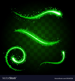 Set of tails of light green glittering stardust