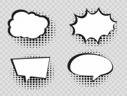 Comic speech bubbles on halftone transparent background ...