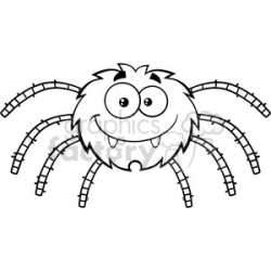 8950 Royalty Free RF Clipart Illustration Black And White Funny Spider  Cartoon Character Vector Illustration Isolated On White clipart.  Royalty-free ...