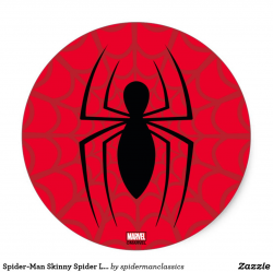 Spider-Man Skinny Spider Logo Classic Round Sticker | Zazzle ...