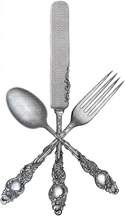 Vintage Clip Art - Fancy Utensils - Fork Spoon Knife - The ...