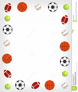 sports border clip art | Five different sport balls border / frame ...