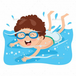 Vector Illustration of Kid Swimming #Illustration, #Vector ...