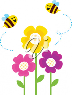 Royalty Free Clipart Image of Bees and Flowers | Rock Star painting ...