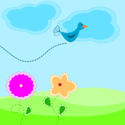 Free cartoon spring with flowers and bird clipart clipart and ...