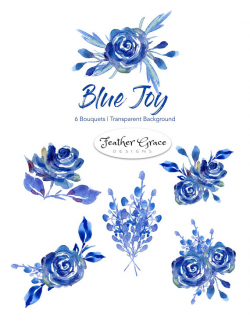 Watercolor Flowers Clipart, Blue Flowers, Blue Roses, Spring ...