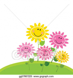 Clip Art Vector - Happy spring flower garden . Stock EPS ...