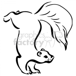 outline of a squirrel posing clipart. Royalty-free clipart # 129492