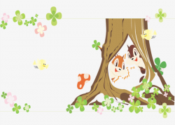 Little Squirrel Hiding In Tree Holes, Sq #198144 - PNG ...
