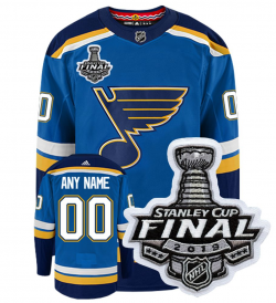 St. Louis Blues Adidas Authentic Home NHL Hockey Jersey with 2019 Stanley  Cup Final Patch