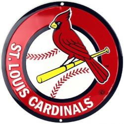 ST. LOUIS CARDINALS MLB EMBOSSED METAL NOVELTY ROUND SIGN