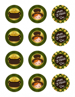 St. Patricks Day Round Cupcake Topper Stickers - Label ...