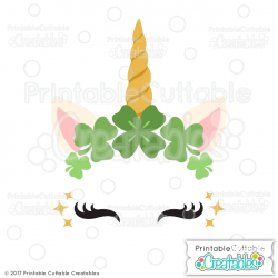 St. Patrick\'s Day Clover Unicorn Face Free SVG File for Cricut ...