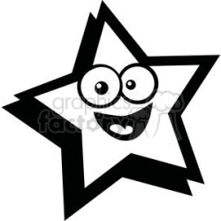 black and white smiling star clipart. Royalty-free clipart # 379923
