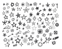 Hand Drawn Doodle Stars Scrapbook Clipart, Stars Photoshop Overlays ...