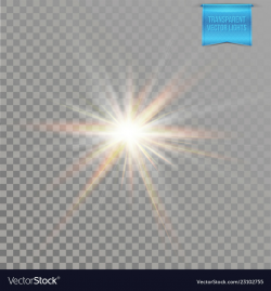 Realistic vivid and glowing sun star burst