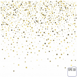 Gold Star Confetti Rain Festive Holiday Background. Vector Golden Paper  Foil Stars Falling Down Isolated On Transparent Background. Art Print