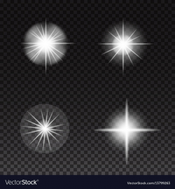 Glowing lights and stars on transparent background