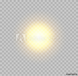 Vector realistic sun on transparent background. Star, flash ...
