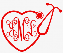 Monogrammed Heart Stethoscope Car Decal - Clip Art Stethoscope Heart ...