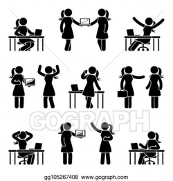 EPS Vector - Stick figure business woman icon set. Stock ...
