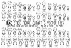 HUGE Pack of Stick Figure Clipart Clip Art Vectors, Stick ...