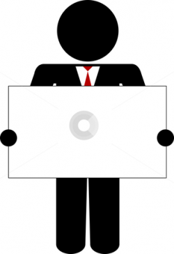Stick figure holding a business card stock vector