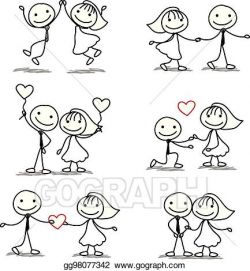 Vector Clipart - Six cute and fun stick figure wedding ...