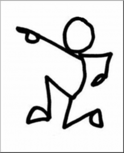 Clip Art: Stick Guy Charge B&W - stick figure illustration ...