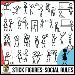 Stick Figures Clip Art: Social Stories | School Behaviors | Rules  (break/follow)