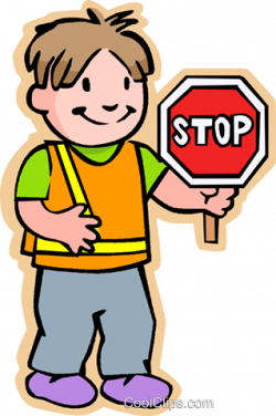 boy crossing guard with stop sign Royalty Free Vector Clip ...