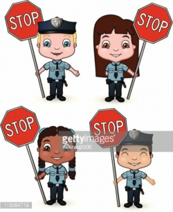 Police Officer Children With Stop Signs stock vectors ...