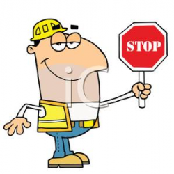 A Construction Worker Holding a Stop Sign - Royalty Free ...