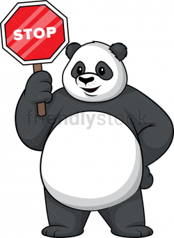 Panda Holding Stop Sign | Clip art, Panda, Cartoon
