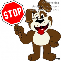 Clipart Cartoon Puppy Holding a Stop Sign