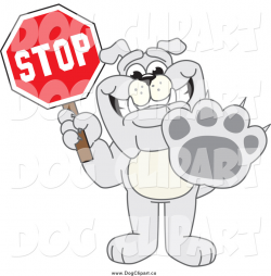 Vector Cartoon Clip Art of a Bulldog Holding a Stop Sign by ...