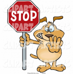 Brown Dog Halting With His Hand And A Stop Sign Clipart by ...