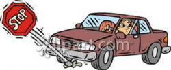 A Person Driving a Car Over a Stop Sign Royalty Free Clipart ...