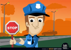 Free Policeman with stop warnings Clipart and Vector ...
